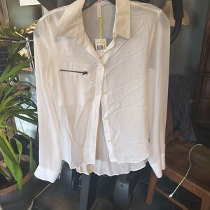 BCBGeneration White Blouse with Zipper Pocket